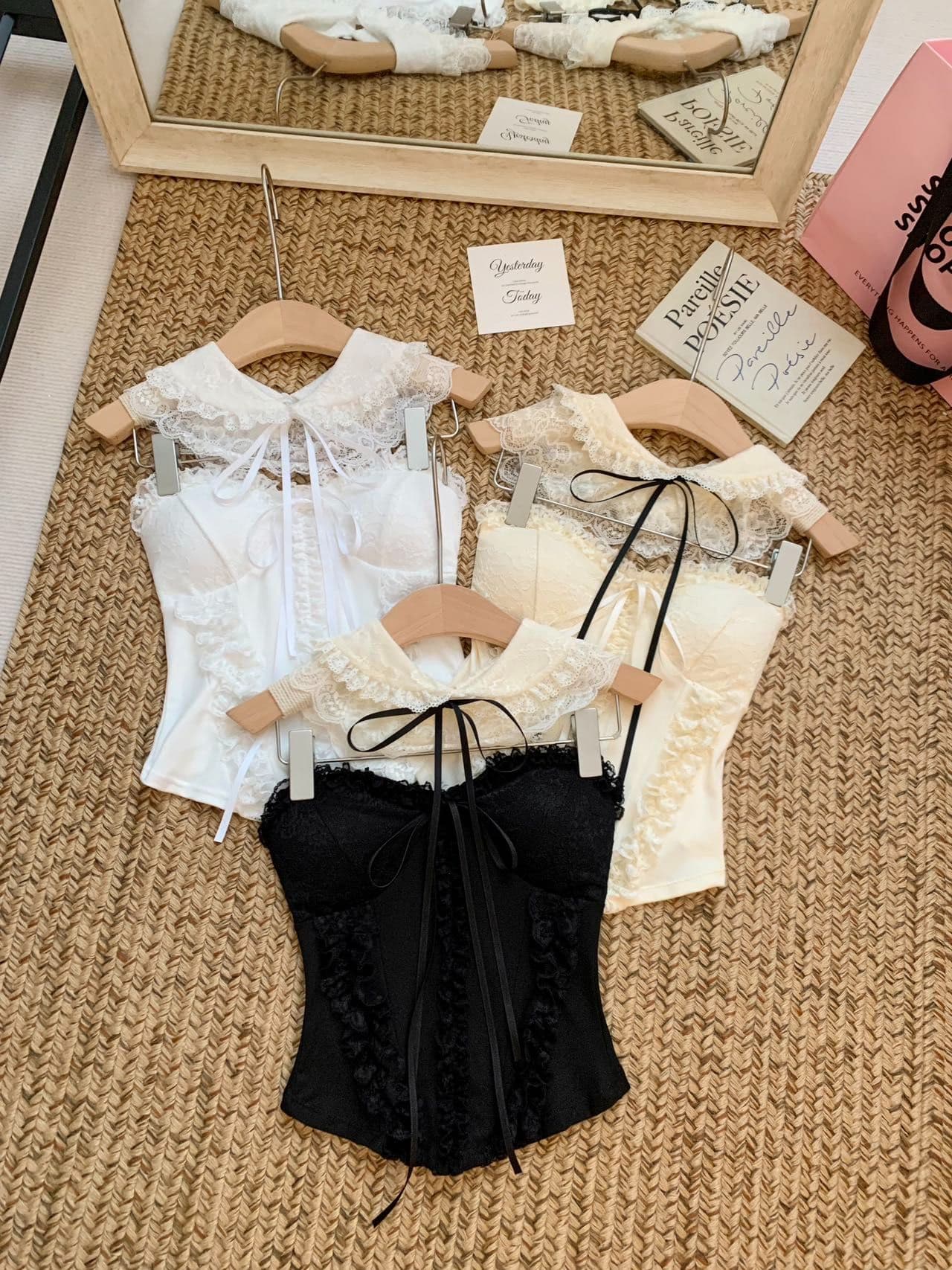 달콤함 프랑스식 순수한 욕망 바람 레이스 행침 목 조끼 여성 벨트 가슴 패드 인사이드 가져 가라. 명문 여성 천 골드 센스 민소매 튜브탑 맨위 상세 이미지 30
