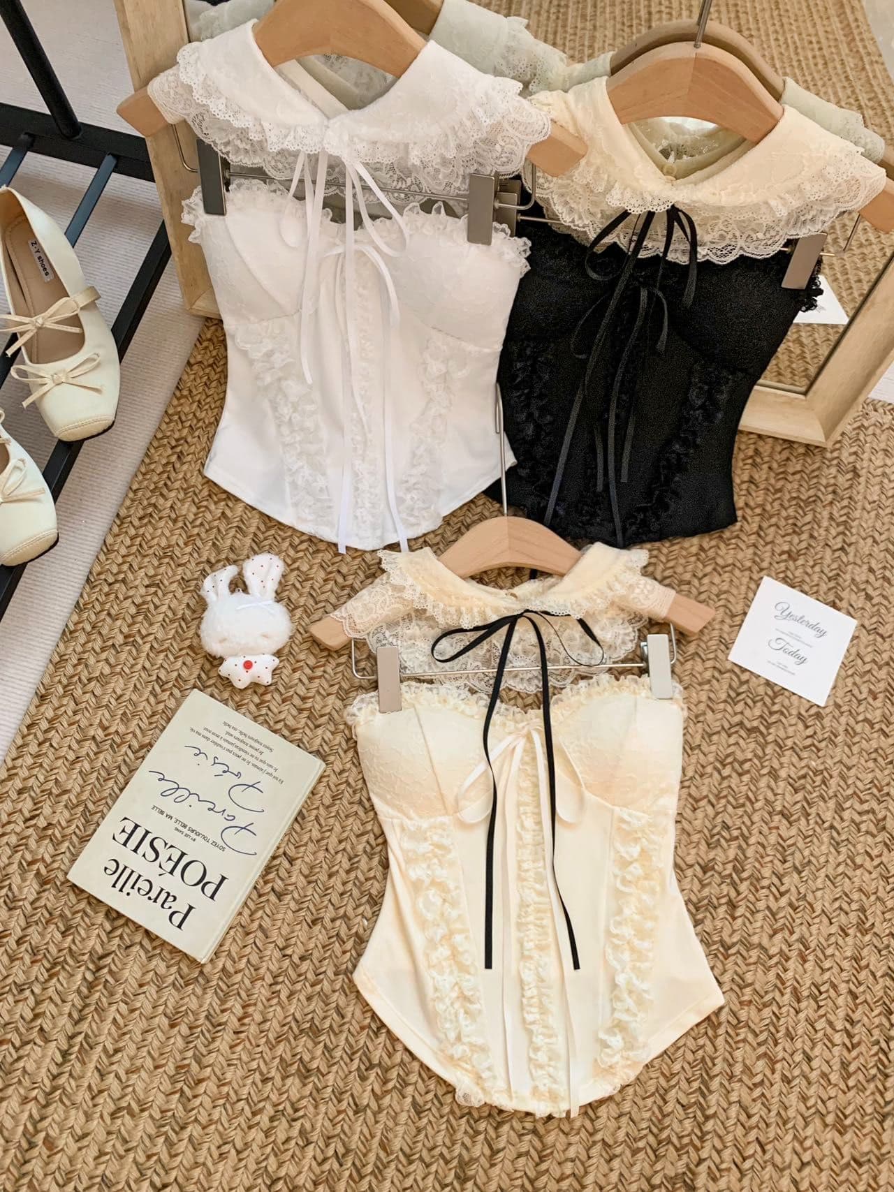 달콤함 프랑스식 순수한 욕망 바람 레이스 행침 목 조끼 여성 벨트 가슴 패드 인사이드 가져 가라. 명문 여성 천 골드 센스 민소매 튜브탑 맨위 상세 이미지 34