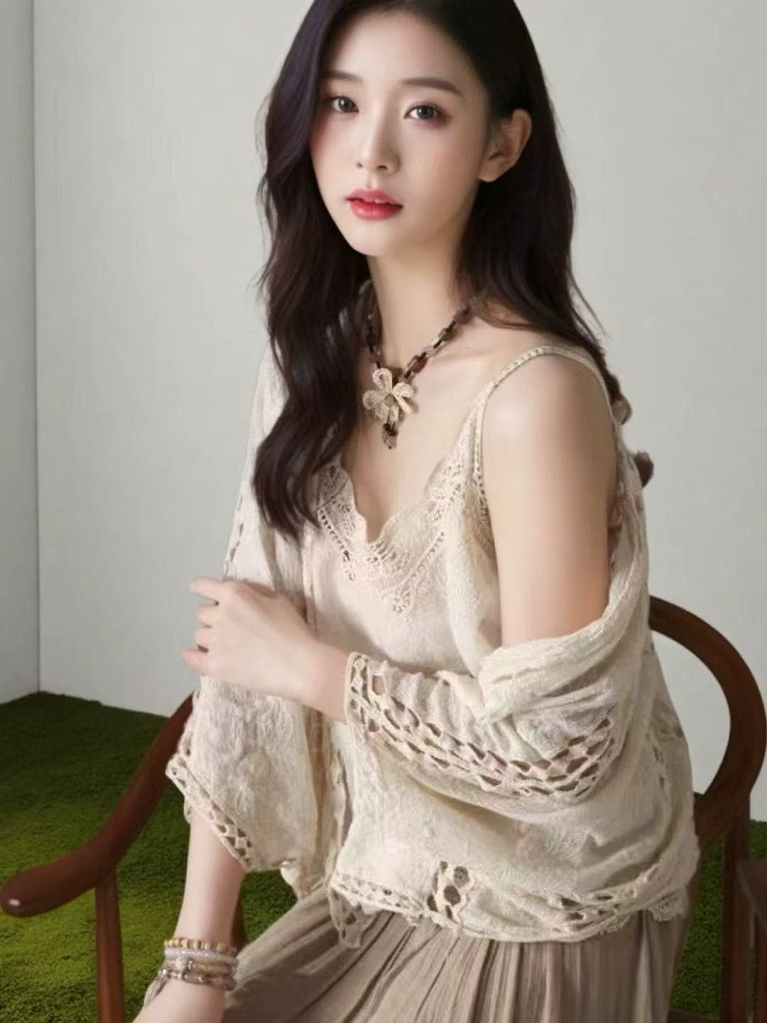 여름 다용도 루즈핏 홀로우 아웃 레이스 오픈 가디건 여성 에어컨 태양 보호 셔츠 맨위 작은 숄 어깨 쇼트 스타일 얇은 외부 가져 가라. 상세 이미지 15
