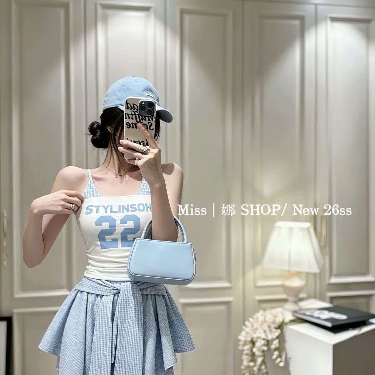 순수한 욕망 달콤한 핫걸 알파벳 숫자 프린트 페이크 레이어드 스트랩 아름다움 멜빵 가슴 패드 상세 이미지 11