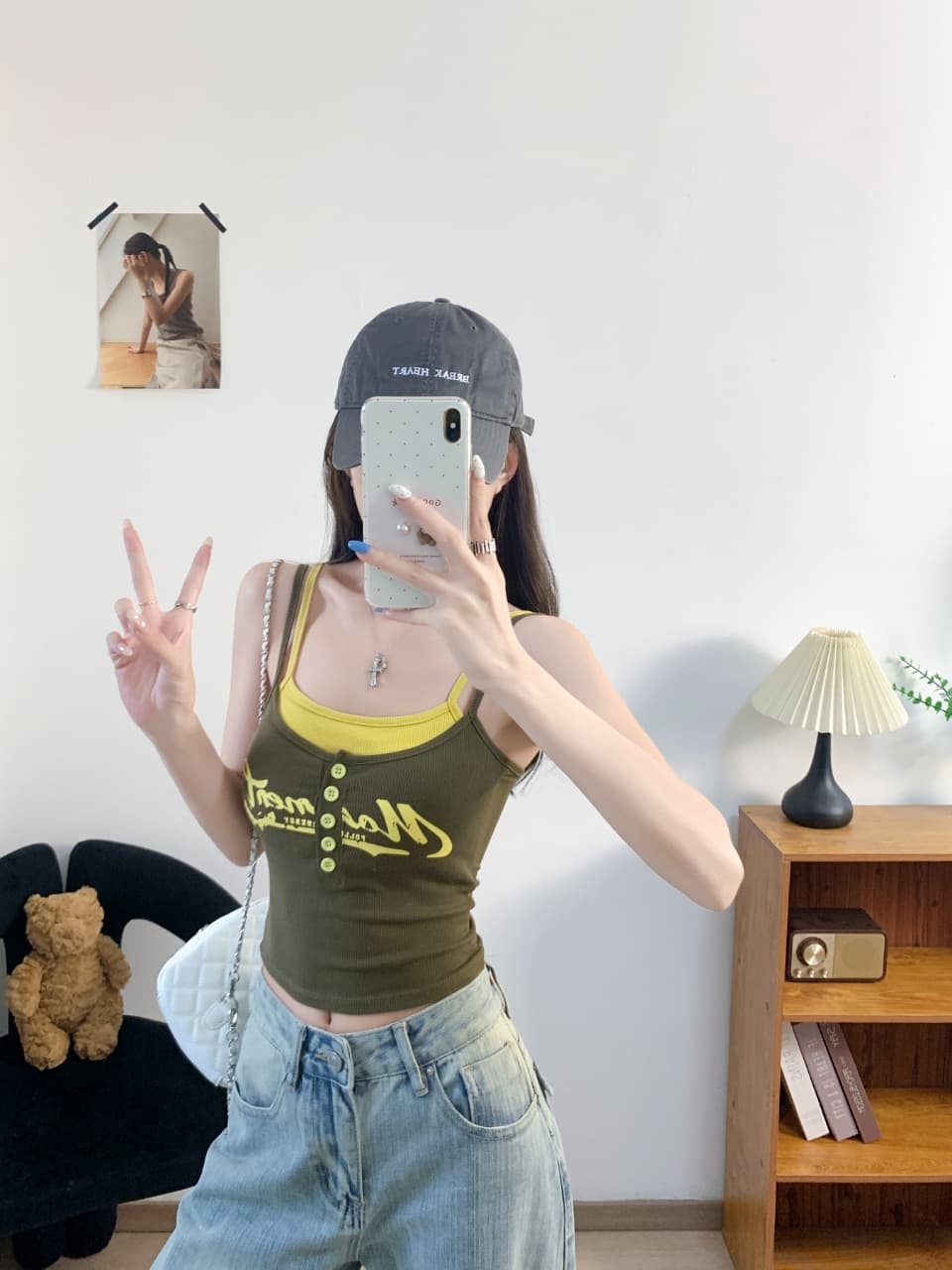 페이크 레이어드 슬립 알파벳 조끼 새로운 여름 슬림해 보이는 몸매 가꾸기 면 소재 만나는 다용도 민소매 여성 핫걸 상세 이미지 14