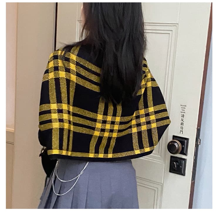 인터넷 유명인 체크무늬 보온 작은 숄 가을 겨울철 외부 가져 가라. 망토 스카프 여성 사무실 에어컨 객실 가져 가라. 어깨 작은 어깨 상세 이미지 9
