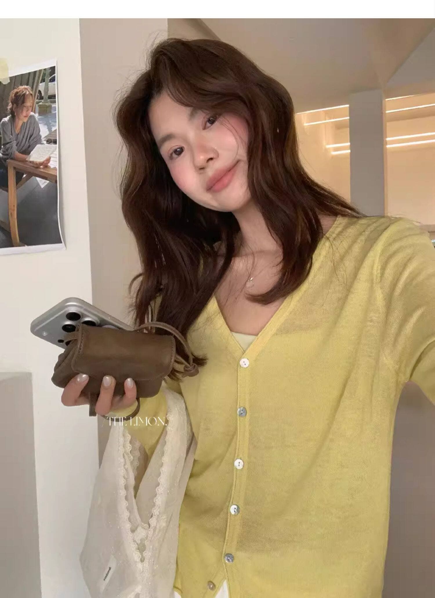 도파민 핑크색 얼음 실크 아마 V넥 니트 오픈 가디건 여성 여름 얇은 스타일 자외선 차단 블라우스 슬립 외부 잡아라. 의류 상세 이미지 17