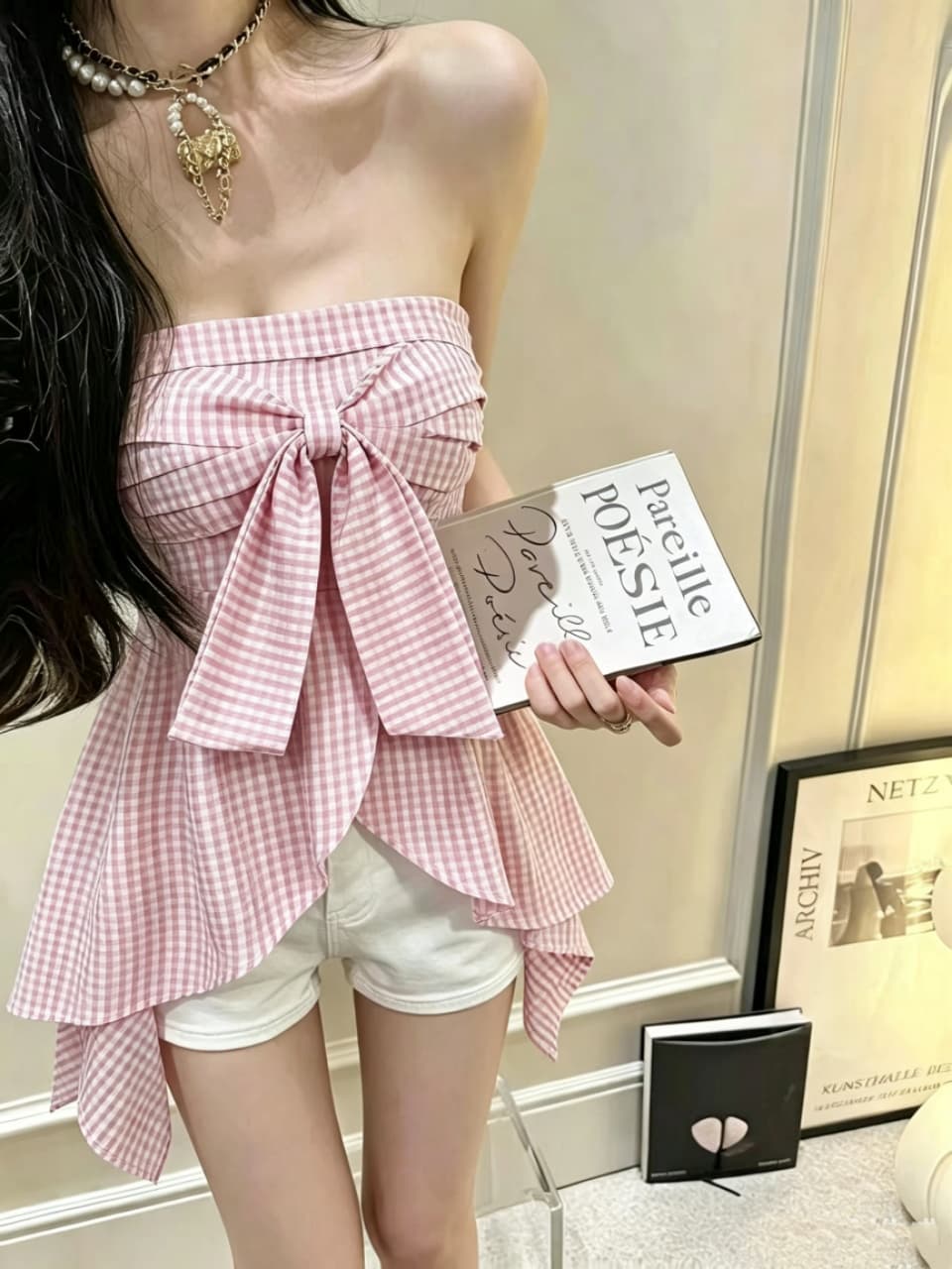 핫걸 나비 매듭 스트라이프 행침 목 튜브탑 조끼 여성 여름 디자인 센스 작은 대중 몸매 가꾸기 슬림해 보이는 외출용 맨위 상세 이미지 20