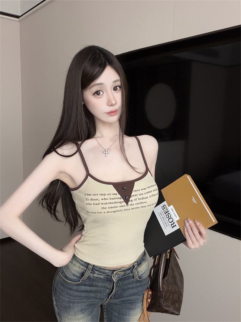핫걸 인사이드 가져 가라. 캐미솔 ins 여름 패션 순수한 욕망 바람 이슬 뼈의 몸매 가꾸기 슬림해 보이는 외출용 쇼트 스타일 맨위 상세 이미지 31