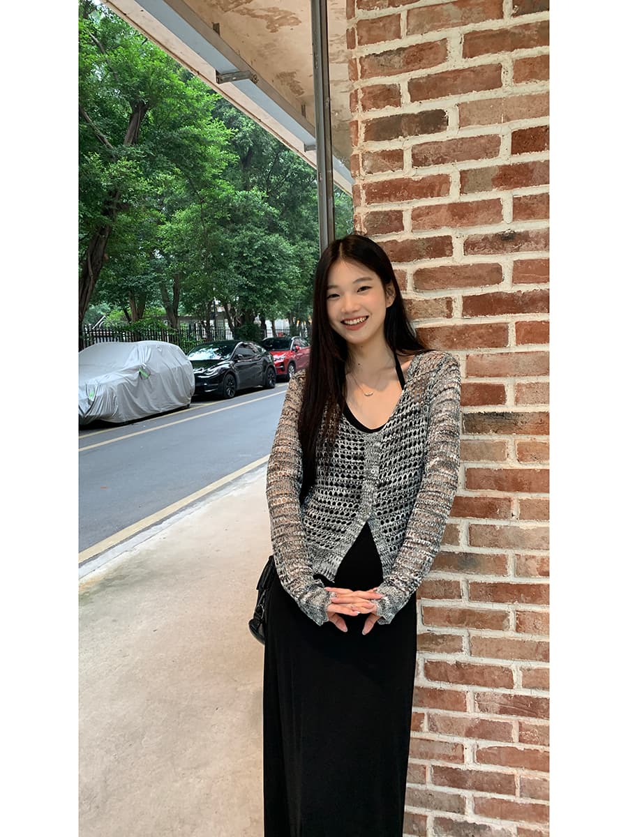 레드 맨 파빌리온 자외선 차단 블라우스 여성 여름 외부 가져 가라. 루즈핏 품격 홀로우 아웃 니트 맨위 디자인 센스 작은 대중 에어컨 셔츠 상세 이미지 4
