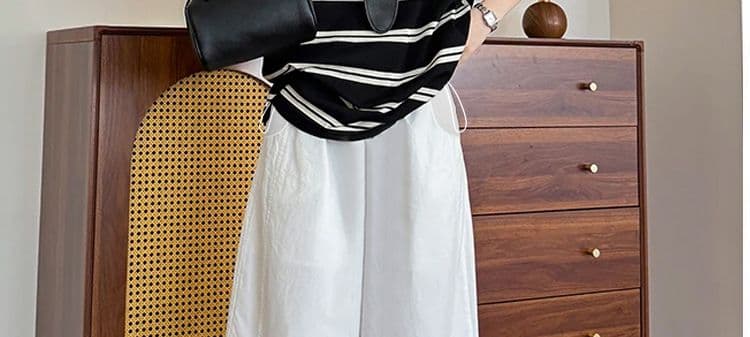 여름 새로운 임산부 바지 얼음 실크 무 바지 외출용 스트레이트 와이드 레그 팬츠 작은 키 9부 바지 하렘 바지 상세 이미지 6
