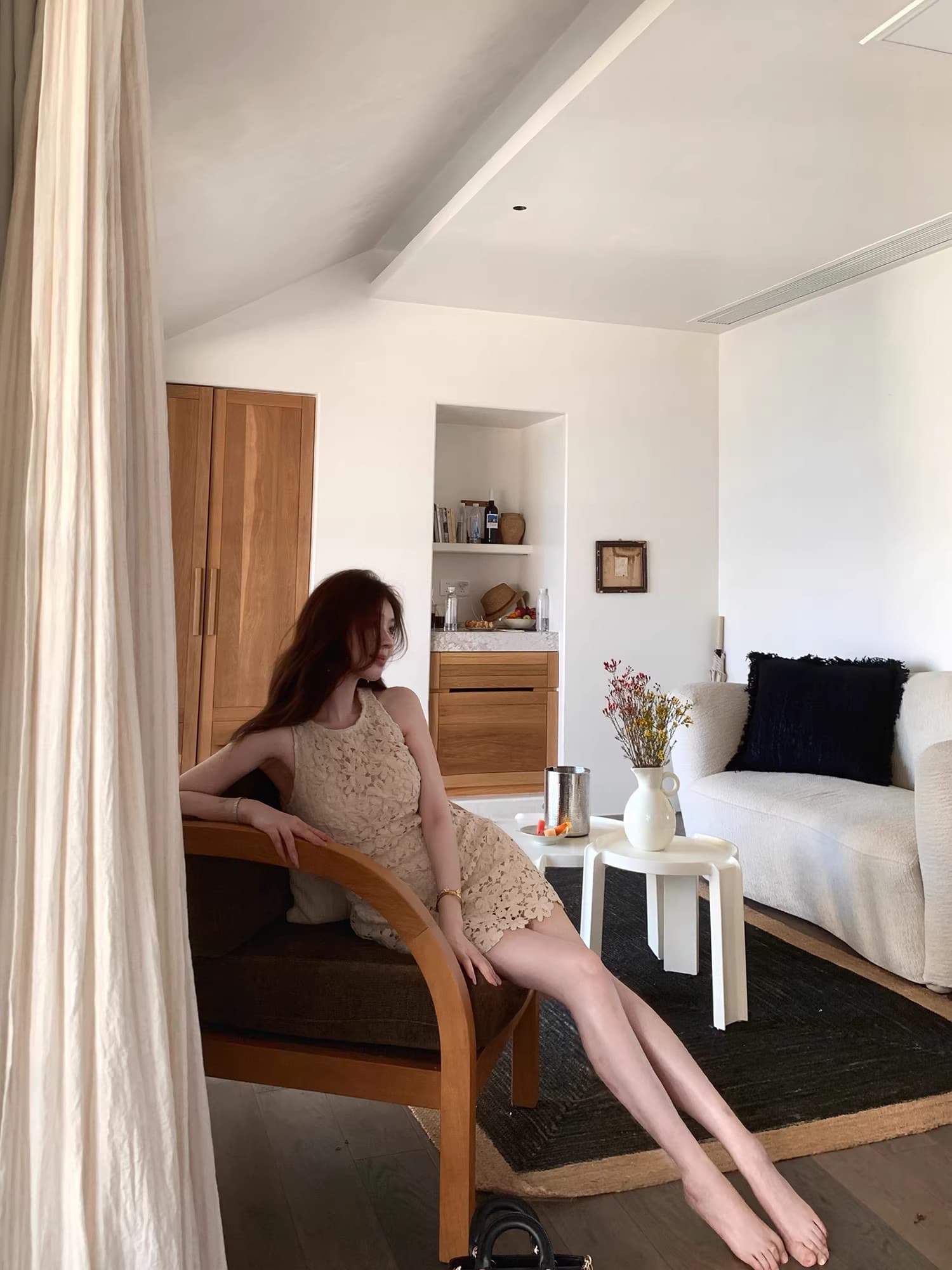 sya 크 사이 작은 웨스트 프랑스식 부드러운 여성 드레스 봄 예복 홀로우 아웃 레이스 민소매 인사이드 가져 가라. 쇼트 스타일 치마 새로운 이미지 2