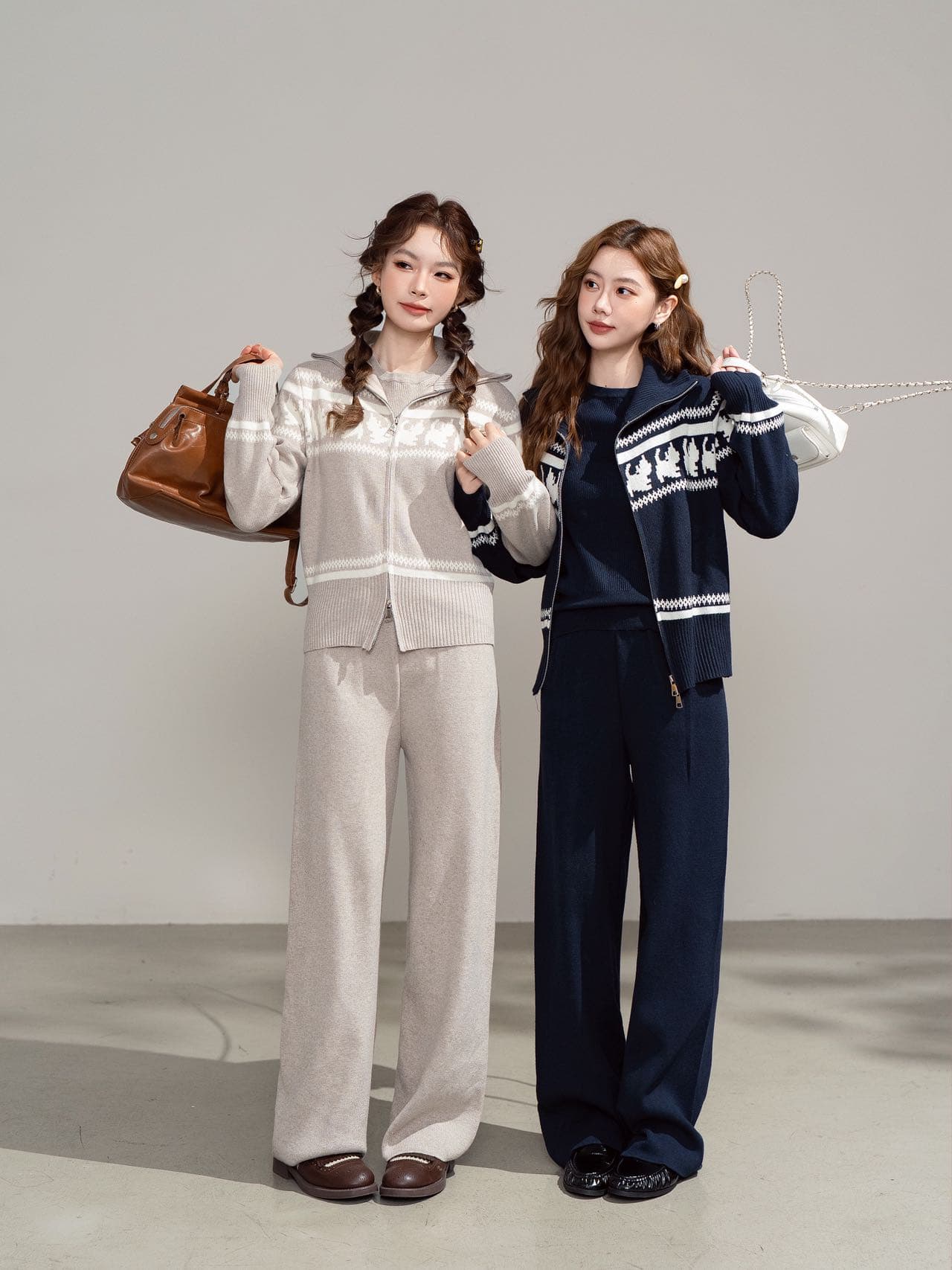 실사 한 부서 검정색 자카드 니트 맨위 바지 가을 새로운 폭발 chic 품격 긴팔 오픈 가디건 상세 이미지 6