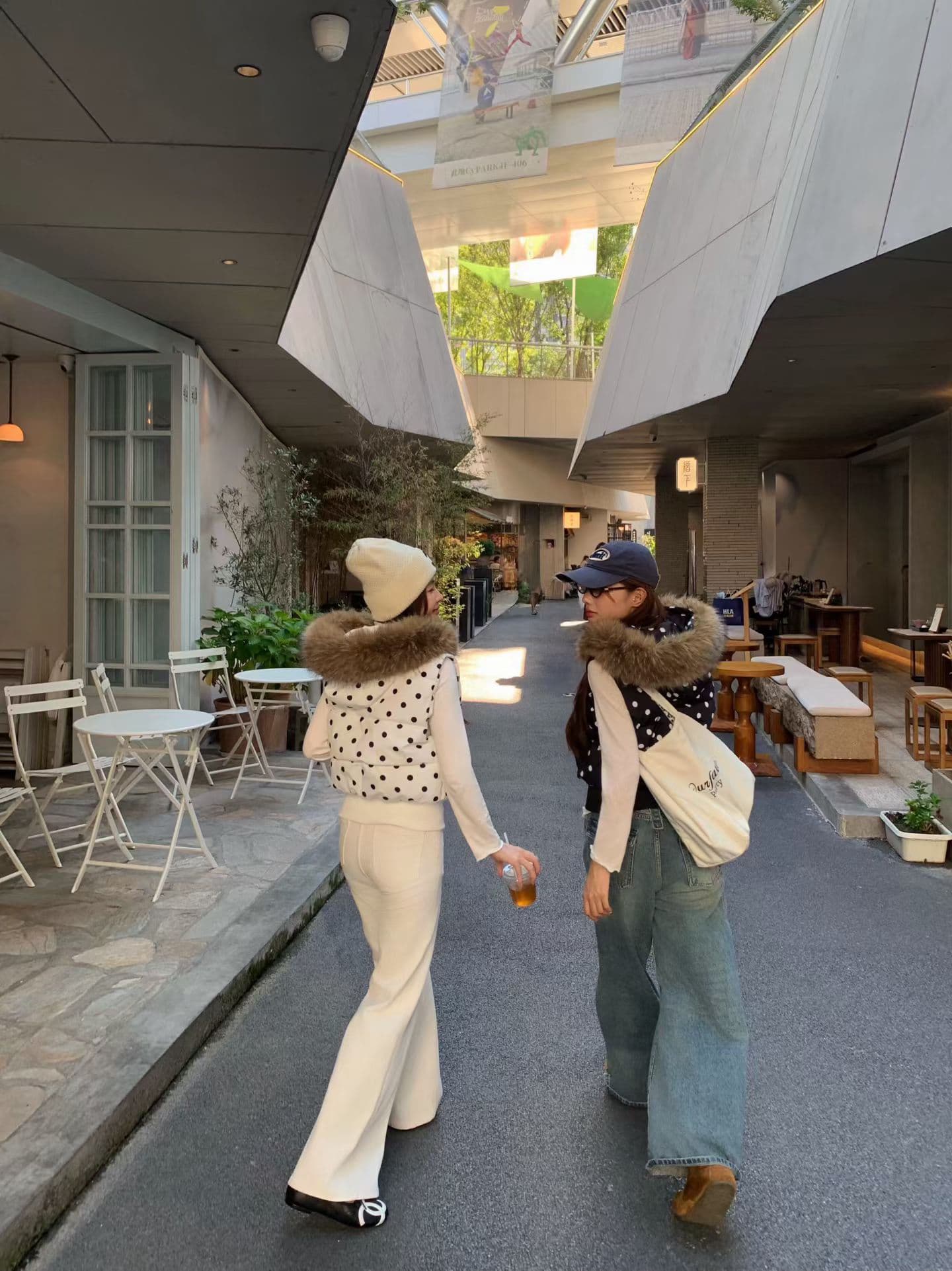 실사 아메리칸 도트 무늬 탈착식 모자 민소매 면 베스트 여성 레저 모피 칼라 수 있습니다. 철거 스택 착용 재킷 상세 이미지 6