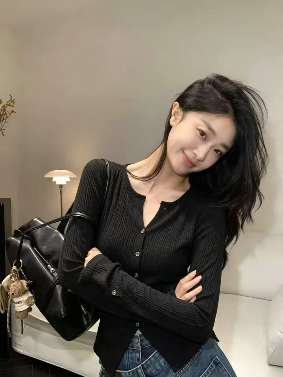 느긋한 바람 품격 섹션 연령 감소 니트 오픈 가디건 2026 가을 새로운 슬림해 보이는 홀로우 아웃 캐주얼 맨위 상세 이미지 6