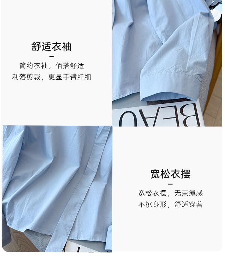2026 봄 새로운 디자인 센스 오프숄더 긴팔 여성 셔츠 외국 가스 네클라인 리본 표지 고기 루즈핏 비스듬한 어깨 의류 상세 이미지 6
