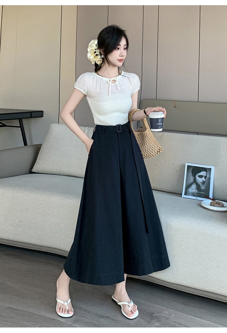 2026 봄 여름 새로운 슬림해 보이는 디자인 센스 하이웨이스트 7 분 바지 루즈핏 대 와이드 다리 한 마디 치마바지 캐주얼 바지 여성 상세 이미지 32