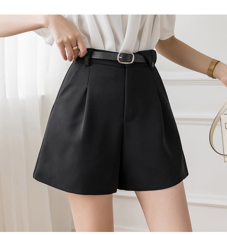 한 마디 반바지 여성 2026 여름 새로운 다용도 정장 반바지 하이웨이스트 와이드 레그 팬츠 벨트 외출용 슬림해 보이는 여름 상세 이미지 25