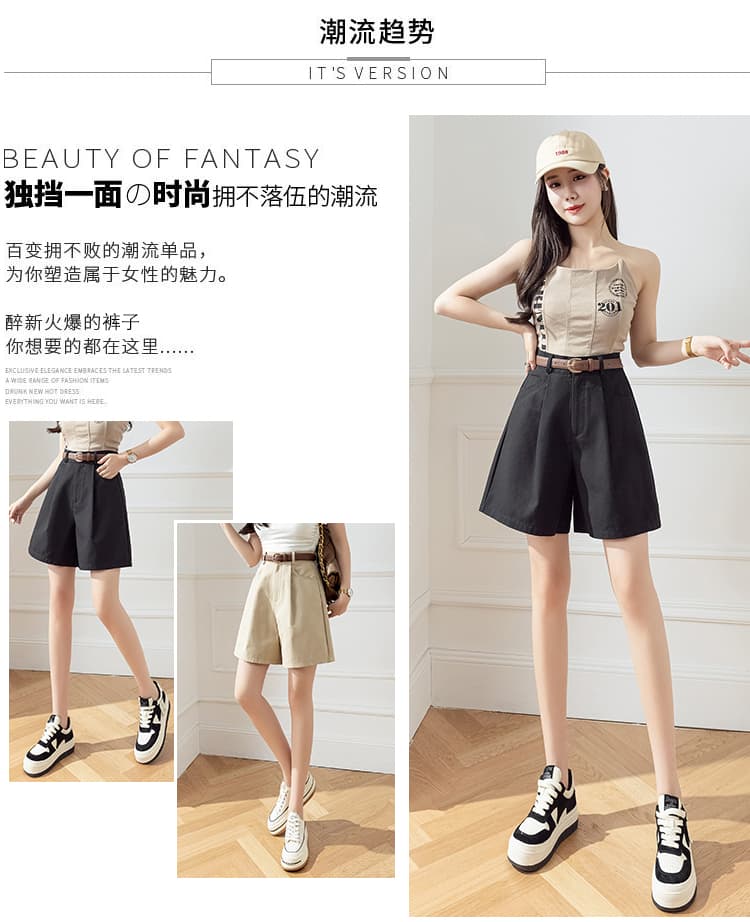 캐주얼 반바지 여성 20 여름 새로운 다용도 워크웨어 팬츠 와이드 레그 팬츠 하이웨이스트 한 마디 반바지 바지 외출용 상세 이미지 2