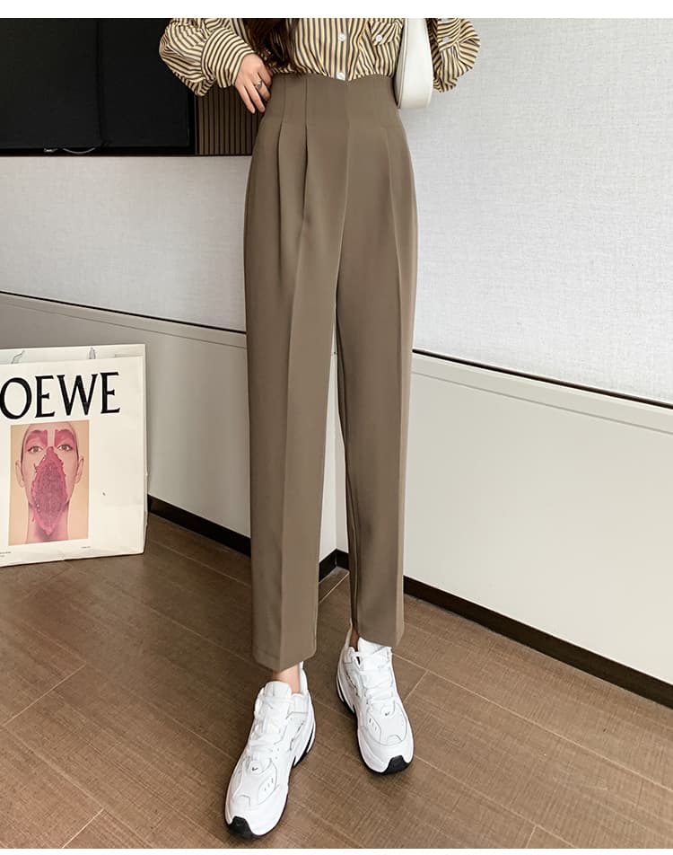 꽃밭 바지 여성 2026 가을 의상 새로운 그림 하이웨이스트 정장 작은 발 담배 파이프 9 분 바지 스트레이트 할란 캐주얼 긴 바지 여성 상세 이미지 24