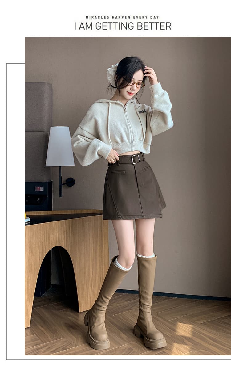 가죽 치마바지 여성 2026 가을 겨울 새로운 캐주얼 가죽 바지 다용도 반신 스커트 PU 가죽 미니 스커트 하이웨이스트 한 마디 치마바지 상세 이미지 20