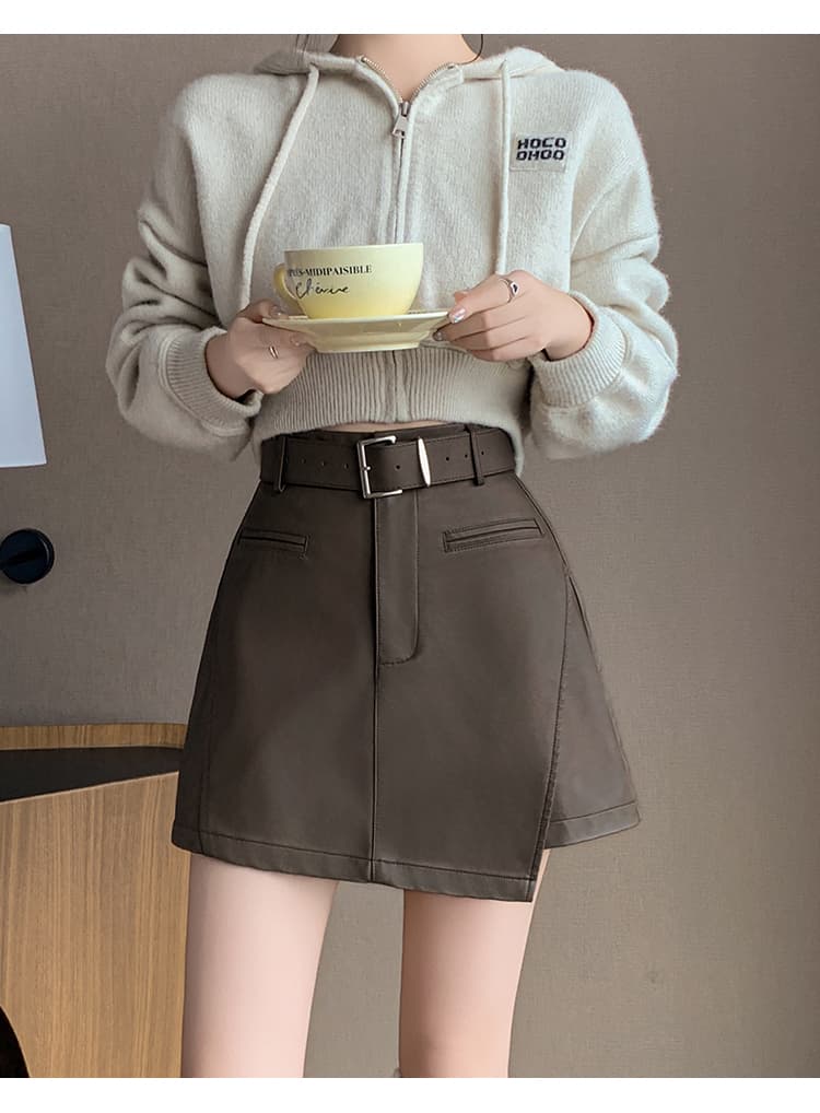 가죽 치마바지 여성 2026 가을 겨울 새로운 캐주얼 가죽 바지 다용도 반신 스커트 PU 가죽 미니 스커트 하이웨이스트 한 마디 치마바지 상세 이미지 27