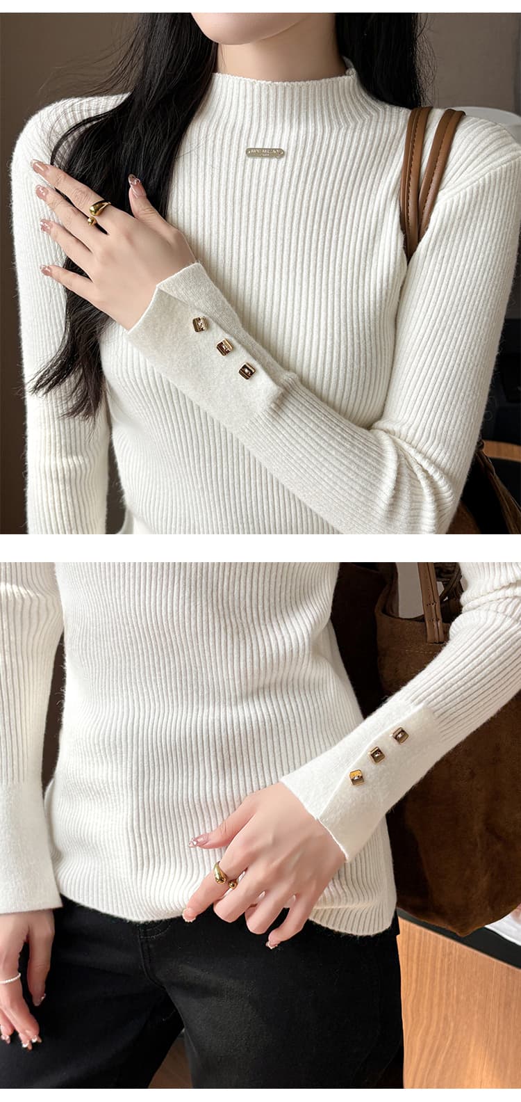 2026 가을 겨울 스웨터 터틀넥 기본 셔츠 여성 보온 디자인 센스 맨위 라운드 넥 풀오버 긴팔 인사이드 가져 가라. 니트 스웨터 상세 이미지 14