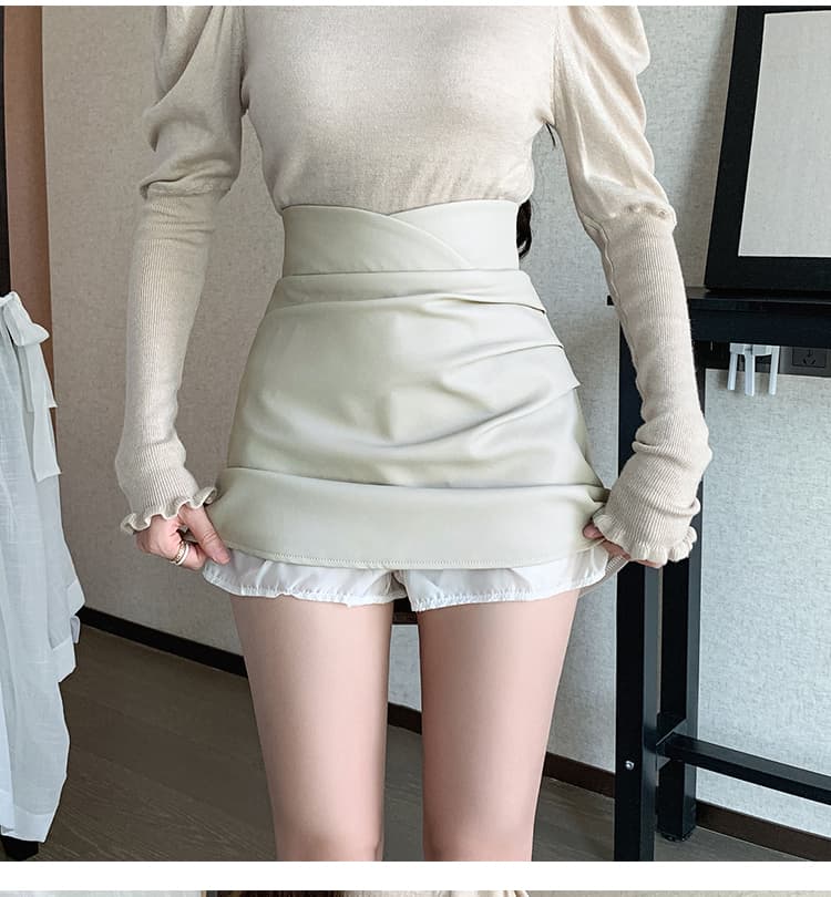 2026 가을 겨울 새로운 디자인 센스 주름 작은 가죽 스커트 반신 스커트 여성 pu 타이트 스커트 하이웨이스트 플리츠 한 마디 짧은 치마 상세 이미지 16