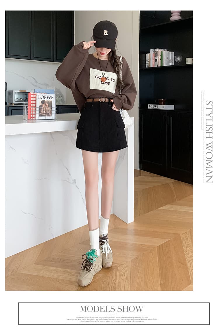 한 마디 미니 스커트 여성 2026 가을 겨울 새로운 워크웨어 치마 하이웨이스트 코듀로이 모직 노출 방지 반바지 반신 스커트 여성 상세 이미지 31