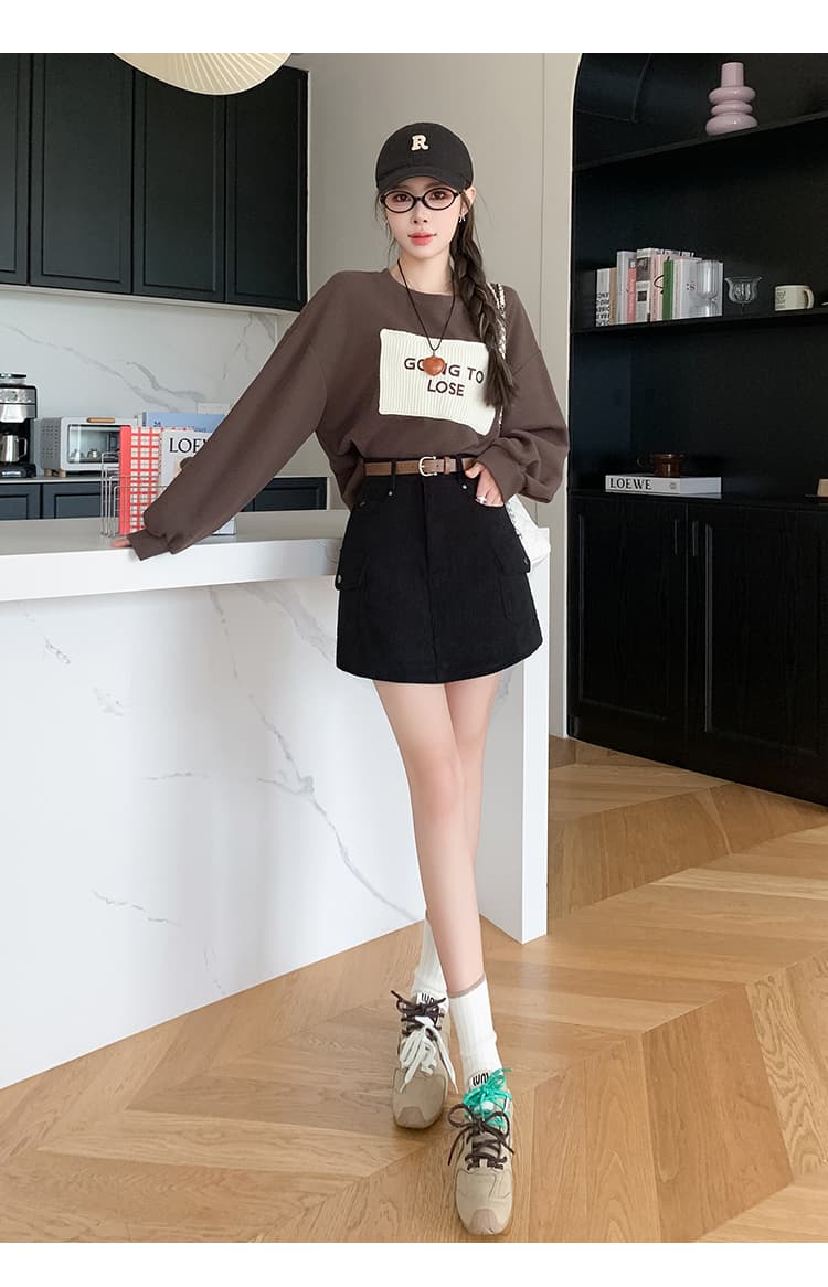 한 마디 미니 스커트 여성 2026 가을 겨울 새로운 워크웨어 치마 하이웨이스트 코듀로이 모직 노출 방지 반바지 반신 스커트 여성 상세 이미지 32