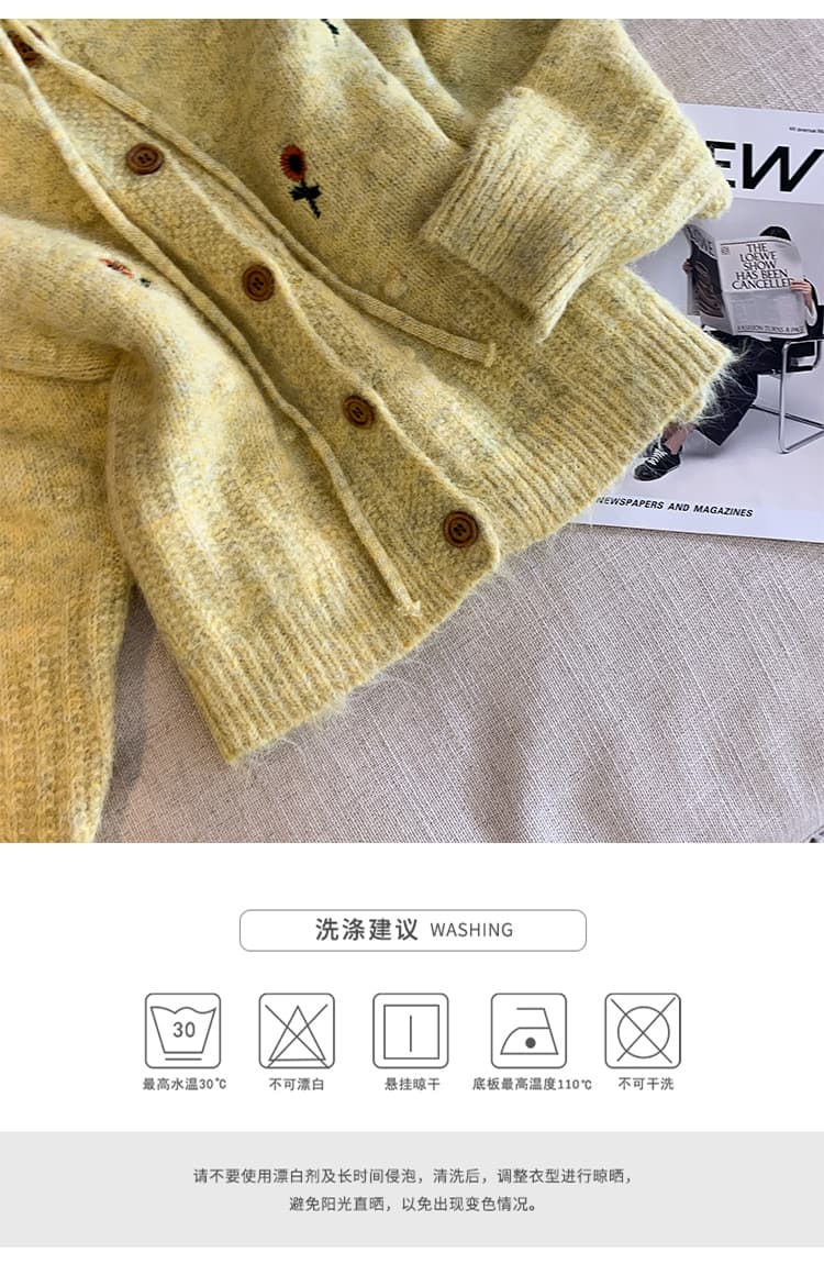 2026 가을 겨울 새로운 디자인 센스 자수 3 차원 꽃 오픈 가디건 레이스업 풀오버 니트 스웨터 스웨터 여성 코트 상세 이미지 20