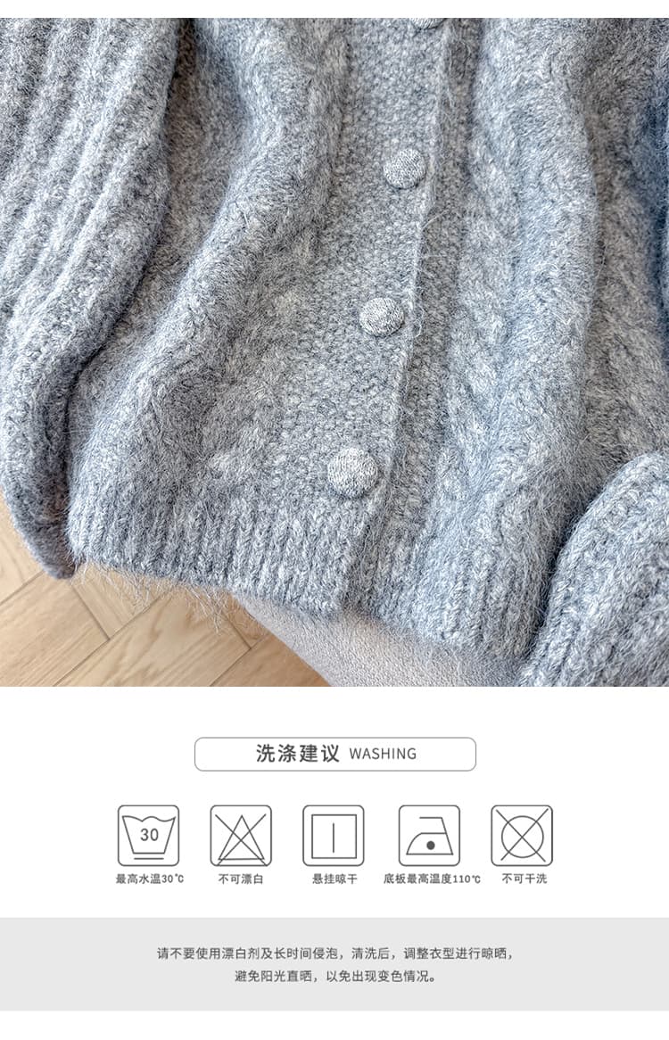 양 낙타 털 의류 디자인 센스 해군 칼라 꽈배기 부드러운 찹쌀 니트 스웨터 여성 오픈 가디건 가을 겨울 두꺼운 모피 칼라 재킷 맨위 상세 이미지 28