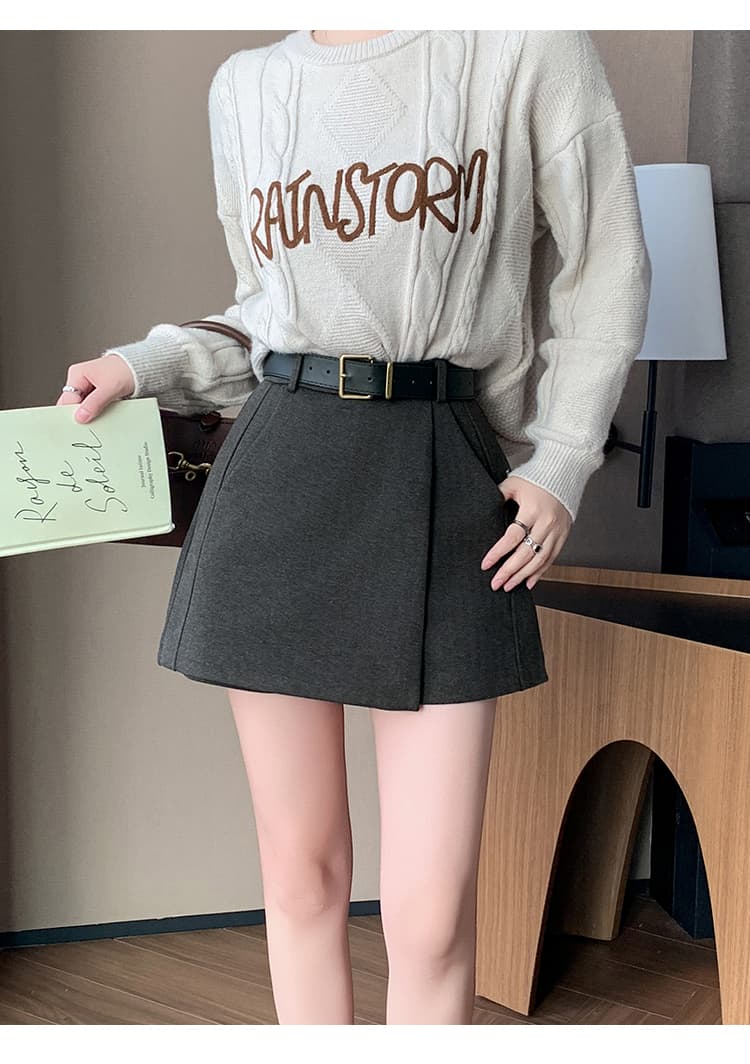 짧은 머리 바지 여성 2026 가을 겨울 새로운 모직 한 마디 치마바지 하이웨이스트 한 마디 반바지 부츠 팬츠 여성 외출용 상세 이미지 22