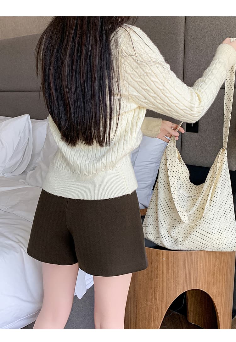 모직 단추 짧은 치마바지 반신 치마바지 여성 모직 한 마디 모직 반바지 2026 가을 겨울 와이드 레그 팬츠 치마 여성 상세 이미지 18