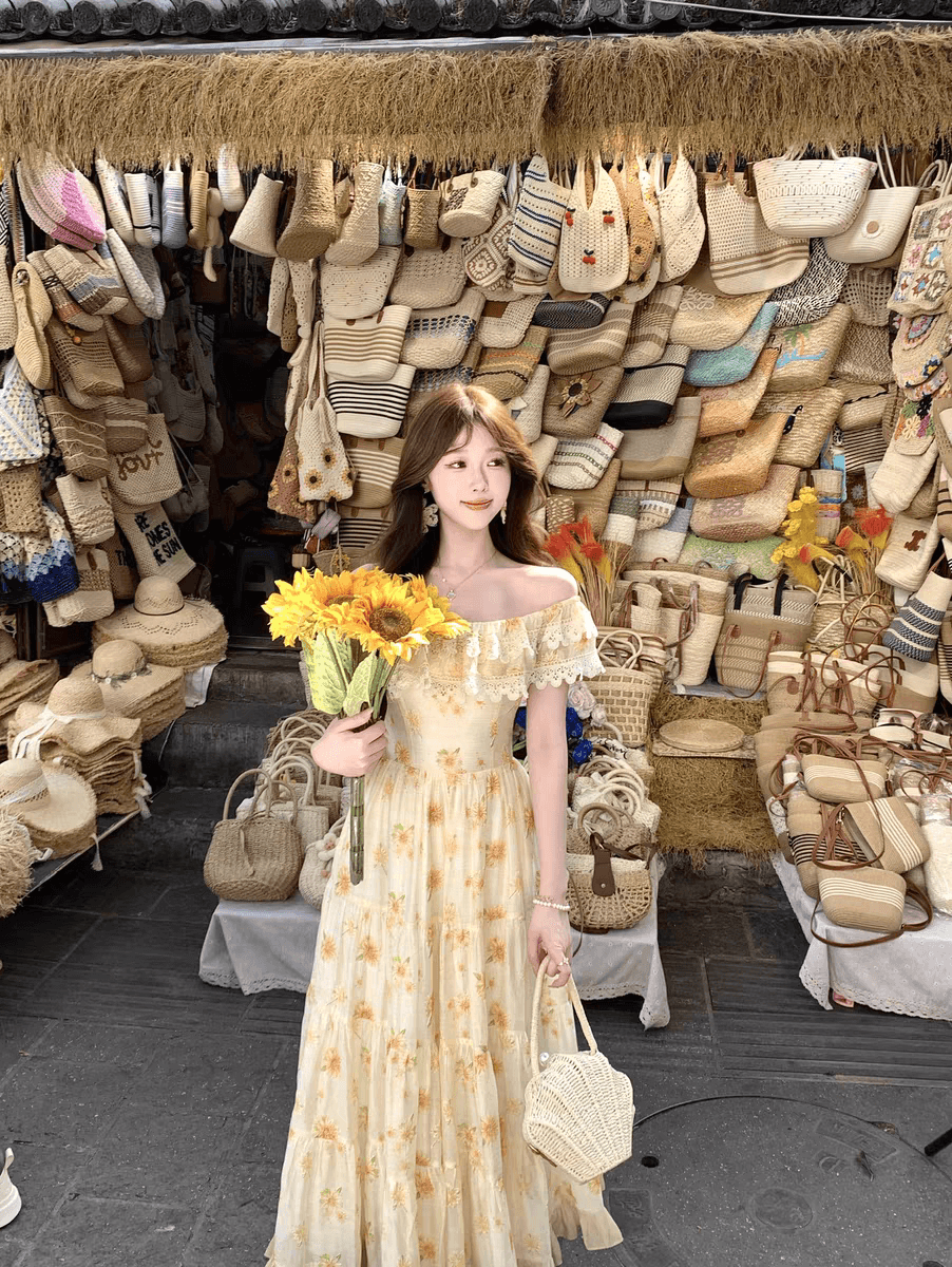 5 10 20 00new 화이트 인사이드 레트로 꽃무늬 꽃무늬 큰 진자 드레스