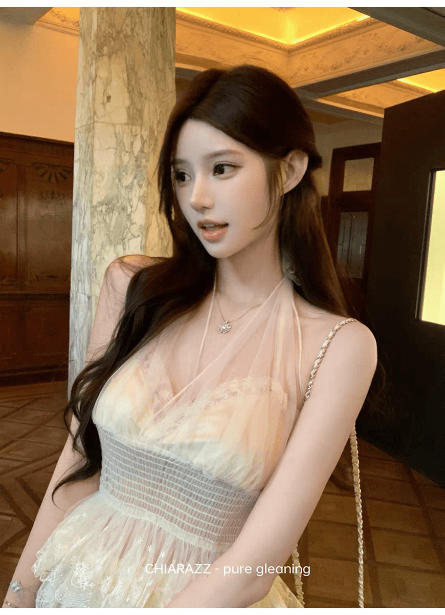 수영장 자오 짜오 26ss 구름 센스 도루 가을 레이스 행침 목 망사 맨위 꽃 긴 바지 상세 이미지 9