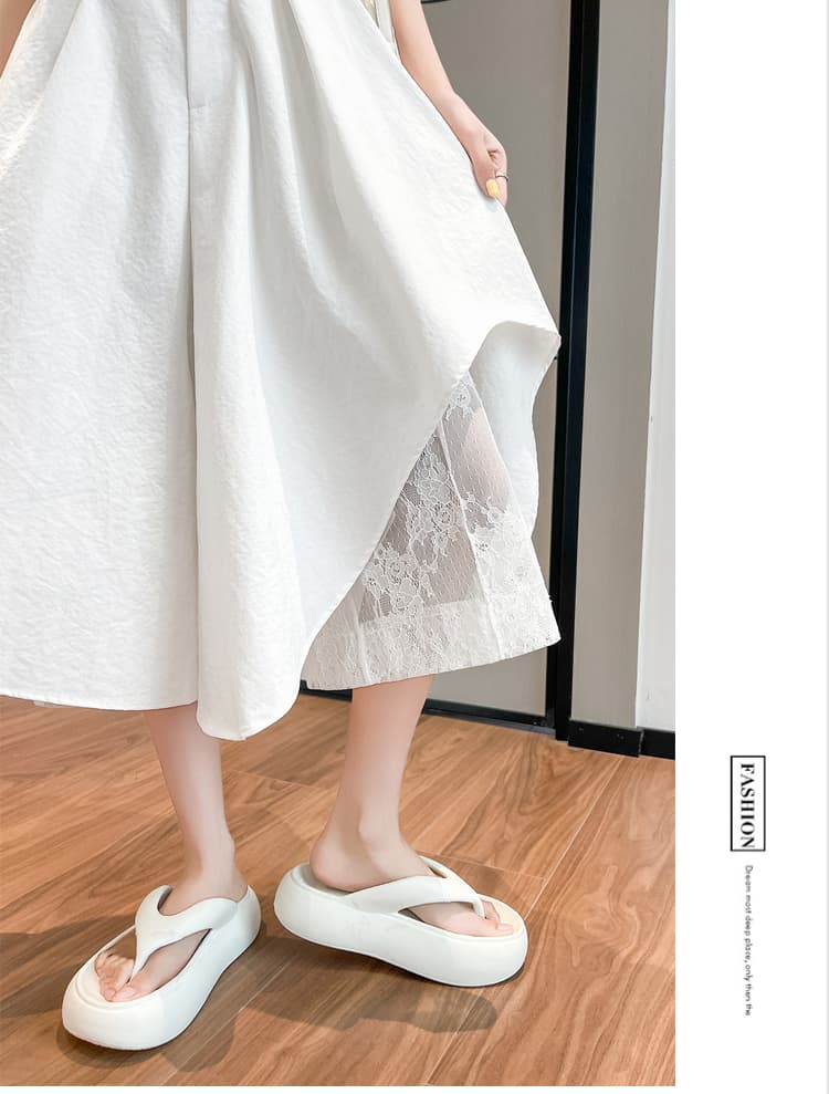 실사 디자인 센스 패치워크 레이스 7부 바지 여성 여름 불규칙 속바지 패션 화이트 와이드 레그 팬츠 치마 상세 이미지 33