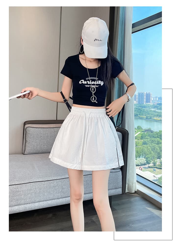 실사 속도 건조한 운동 바지 여성 검정색 넓은 다리가 짧다. 바지 여성 하이웨이스트 슬림해 보이는 다용도 루즈핏 여행 캐주얼 바지 상세 이미지 23
