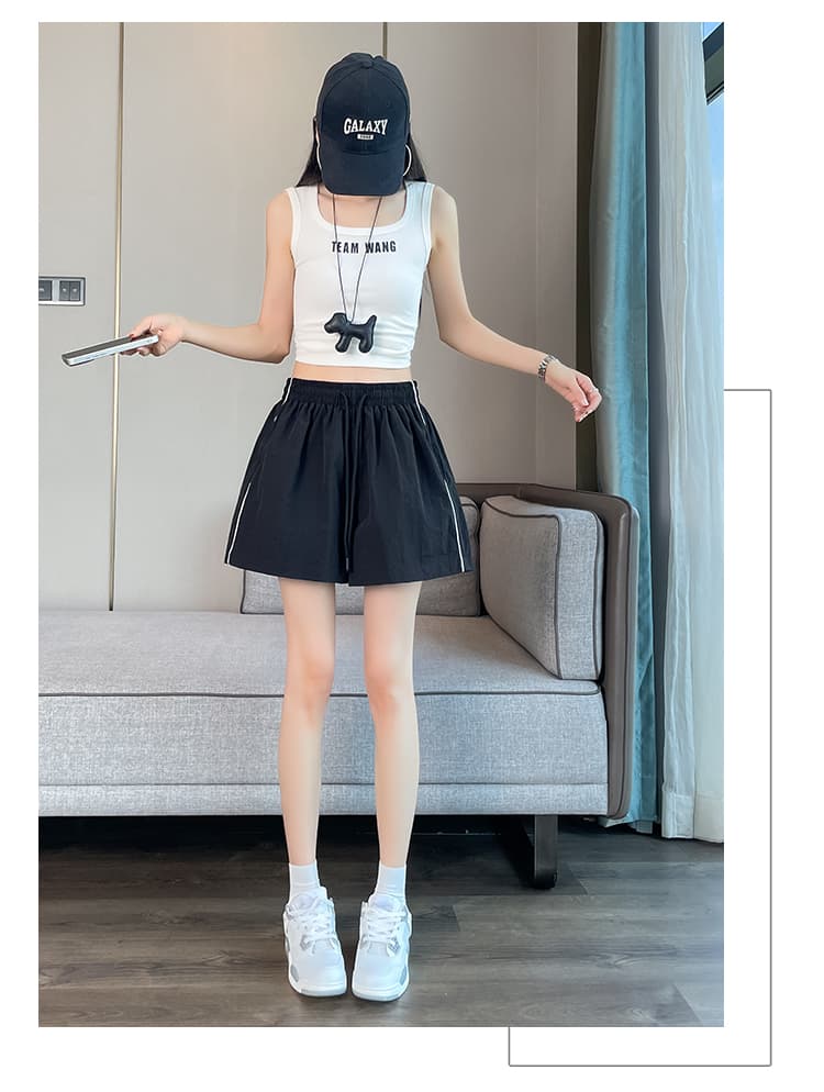 실사 속도 건조한 운동 바지 여성 검정색 넓은 다리가 짧다. 바지 여성 하이웨이스트 슬림해 보이는 다용도 루즈핏 여행 캐주얼 바지 상세 이미지 43