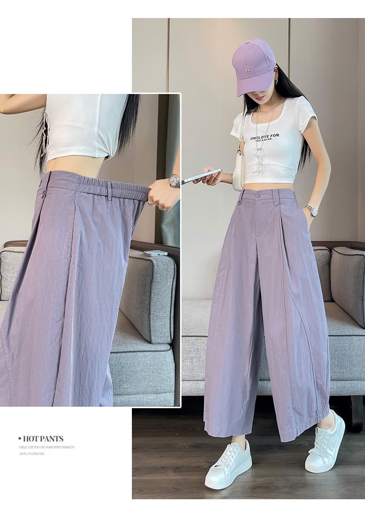 실사 모통이 칼 와이드 레깅스 바지 여름 얇은 스타일 도루 센스 풍선 섹션 루즈핏 캐주얼 작은 키 낫 8 점 바지 상세 이미지 32