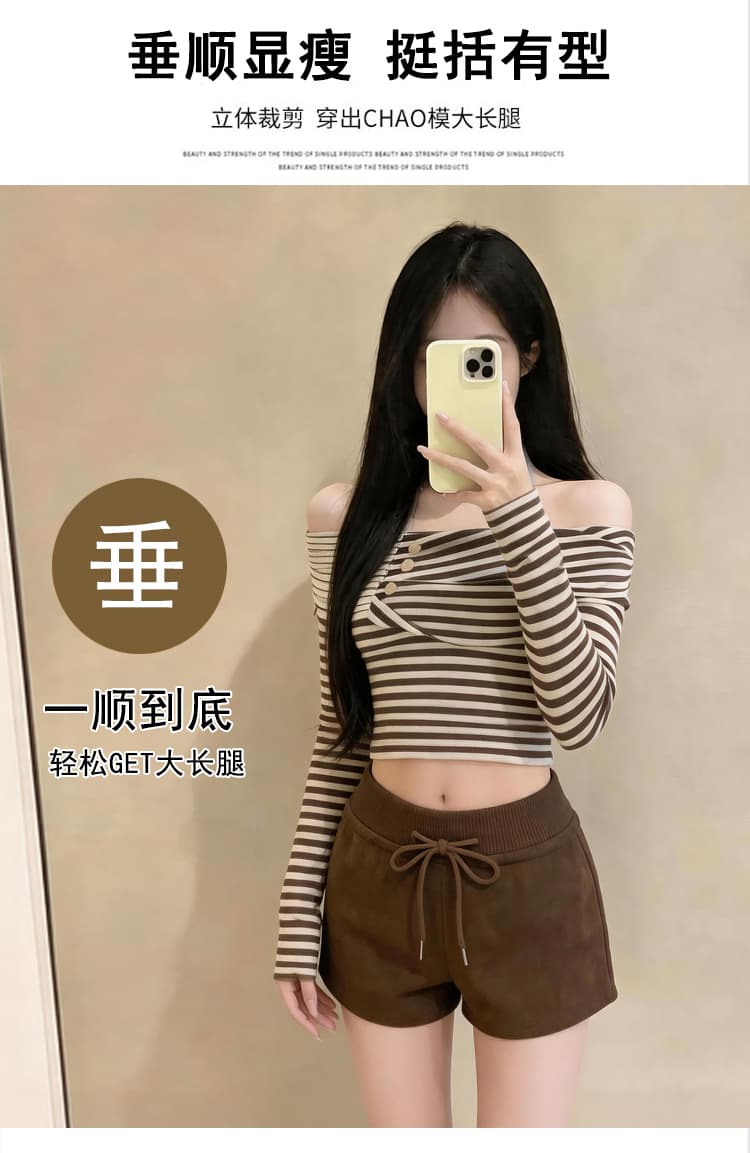 실사 아메리칸 레트로 스웨이드 원단 반바지 여성 봄 가을 2026 새로운 하이웨이스트 한 마디 외출용 넓은 다리 부츠 팬츠 아이들 상세 이미지 3