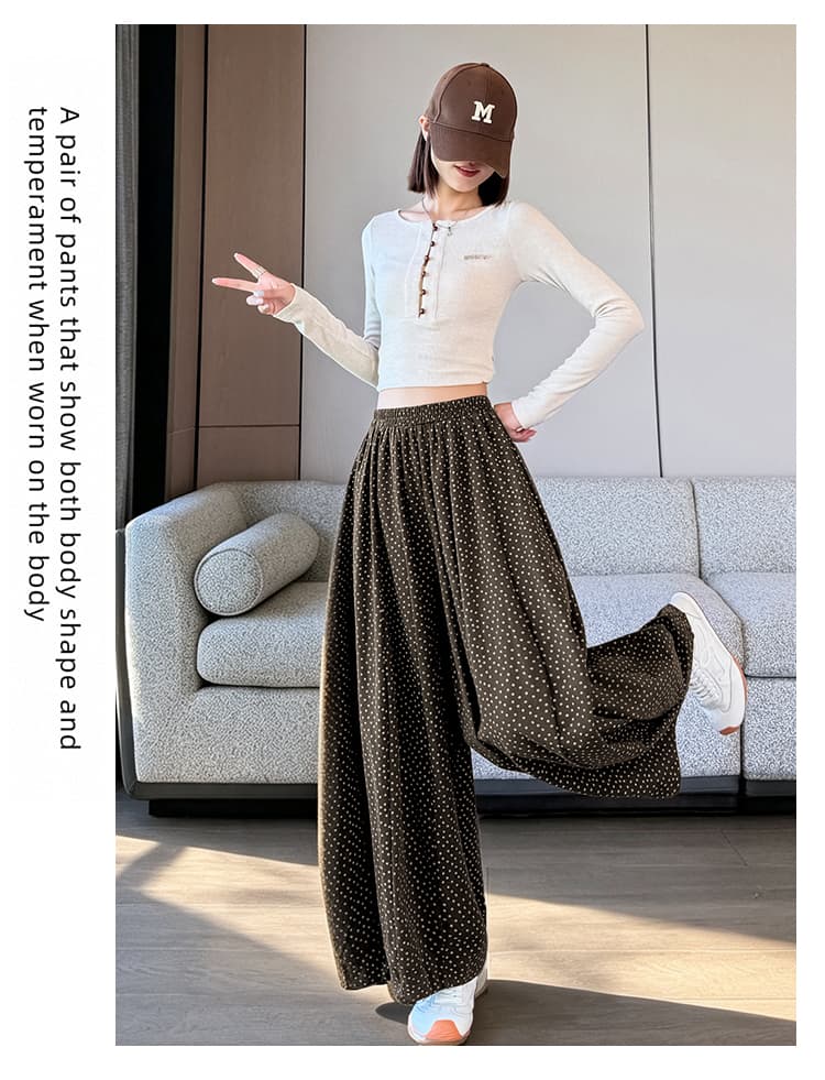 실사 느슨함 느긋한 바람 꽃무늬 와이드 레그 팬츠 루즈핏 캐주얼 바지 여성 가을 새로운 플리츠 9부 바지 상세 이미지 33
