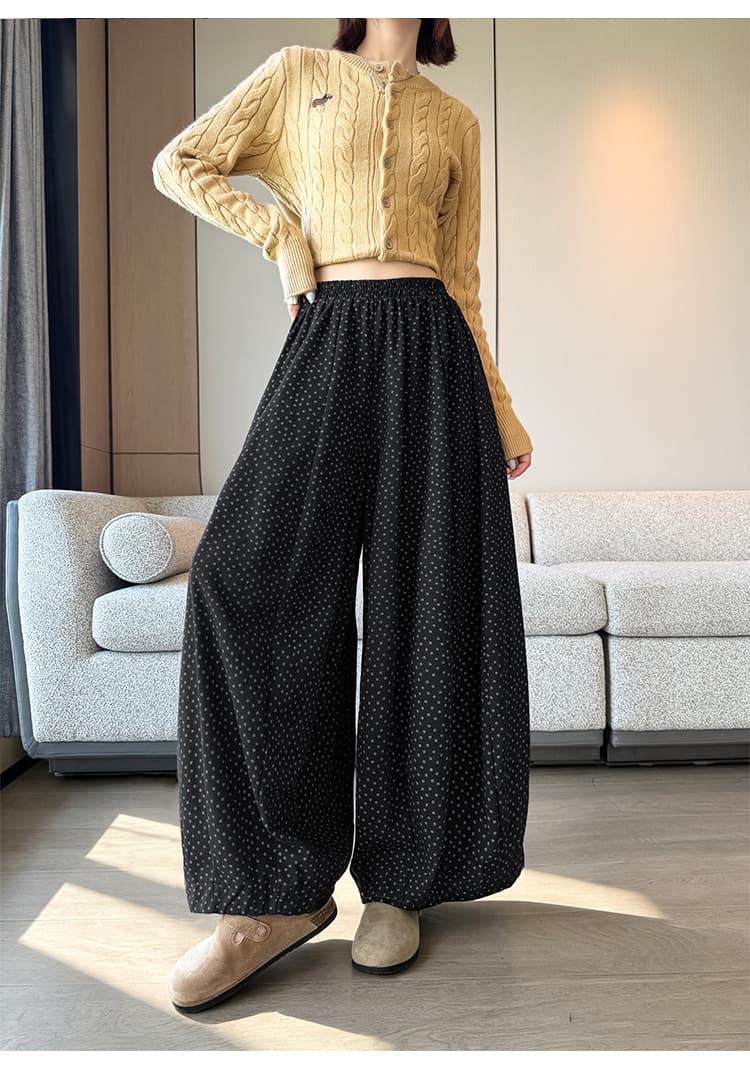 실사 느슨함 느긋한 바람 꽃무늬 와이드 레그 팬츠 루즈핏 캐주얼 바지 여성 가을 새로운 플리츠 9부 바지 상세 이미지 42