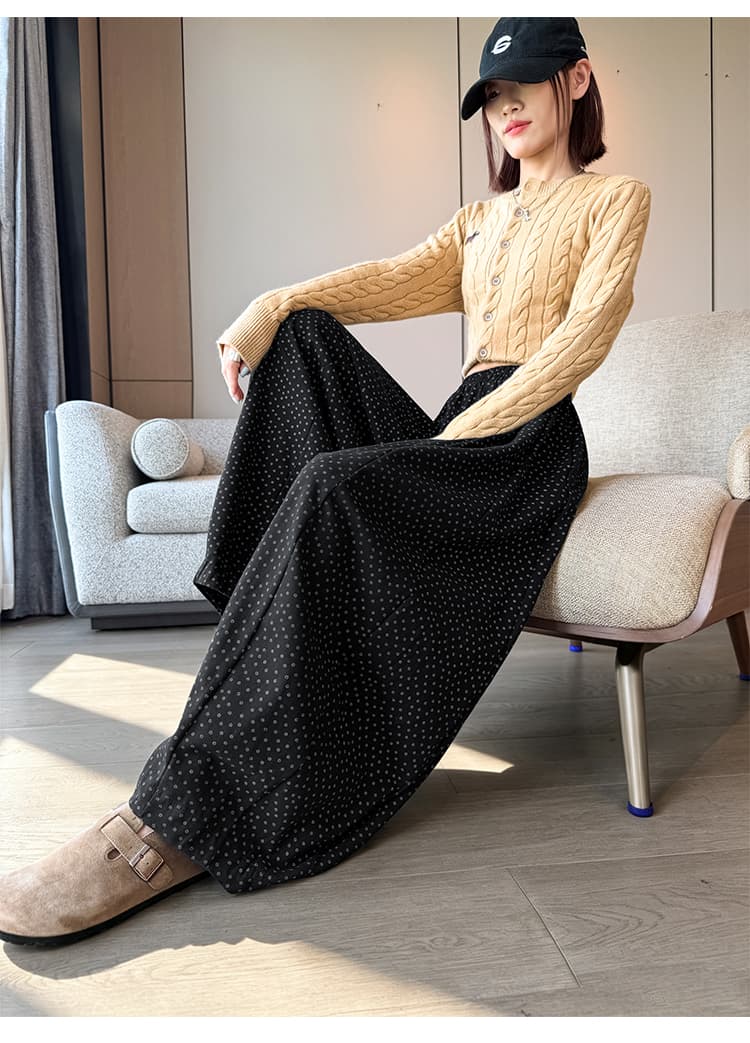 실사 느슨함 느긋한 바람 꽃무늬 와이드 레그 팬츠 루즈핏 캐주얼 바지 여성 가을 새로운 플리츠 9부 바지 상세 이미지 50