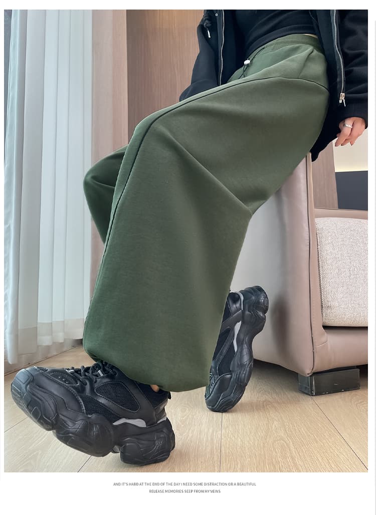실사 느긋한 느슨함 센스 펌프 로프 넓은 다리 캐주얼 바지 여성 가을 겨울 새로운 조거 하이웨이스트 슬림해 보이는 운동 바지 상세 이미지 56