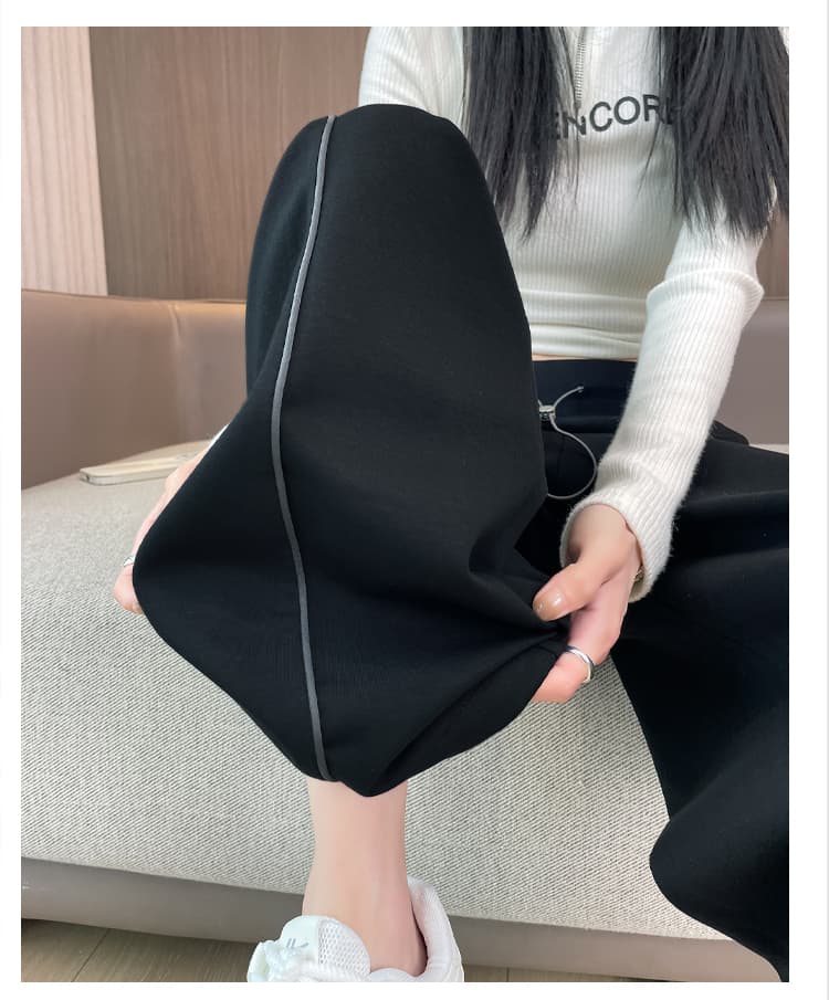 실사 느긋한 느슨함 센스 펌프 로프 넓은 다리 캐주얼 바지 여성 가을 겨울 새로운 조거 하이웨이스트 슬림해 보이는 운동 바지 상세 이미지 65