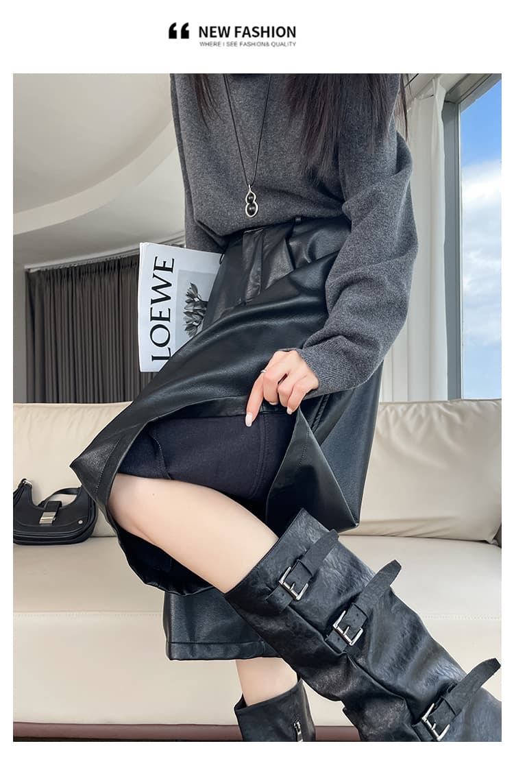 실사 7 점 레트로 넓은 다리 가죽 바지 여성 2026 가을 새로운 오래된 돈 바람 도루 센스 다용도 캐주얼 pu 가죽 바지 바지 상세 이미지 19