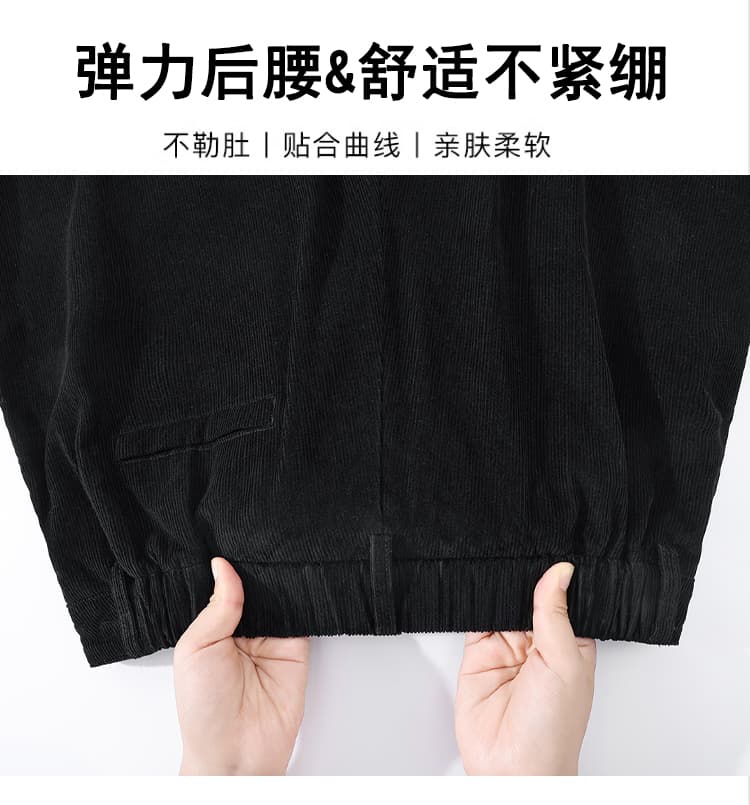 실사 가을 겨울 새로운 패션 레트로 코듀로이 5 점 와이드 레깅스 바지 몸매 가꾸기 다용도 스트레이트 바지 상세 이미지 13