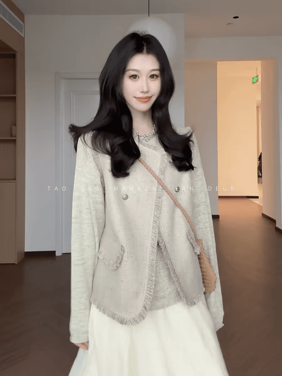 배꽃 비 수면 술 거친 가장자리 작은 샤넬 스타일 다용도 베스트 외국 가스 레트로 고급 센스 어깨 상세 이미지 2