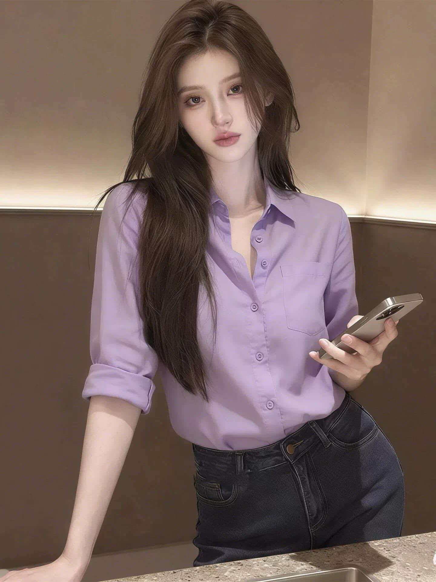 하늘색 여성 셔츠 2026 년 여름 새로운 고급 디자인 센스 유럽과 미국 스타일 우아함 출퇴근 디스플레이 품격 맨위 이미지 3