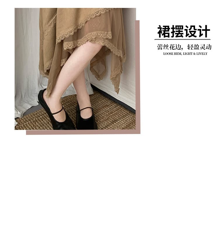 레트로 사슴 캐시미어 패치워크 망사 불규칙 반신 스커트 빅 사이즈 여성 의류 가을 겨울 도루 센스 중간 길이 한 마디 치마 상세 이미지 10