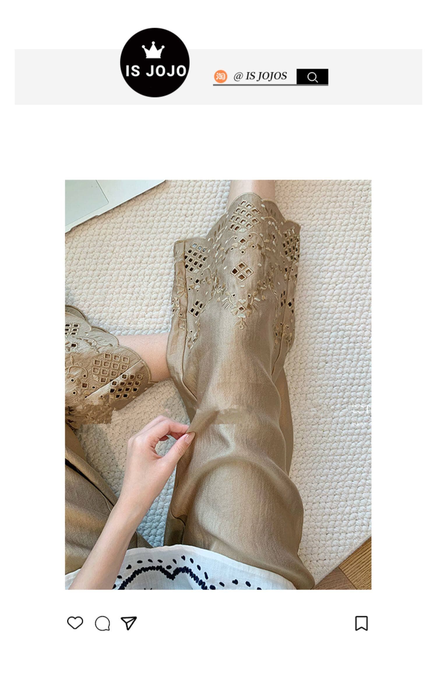 오래된 돈 바람 홀로우 아웃 자수 구슬 빛 와이드 레깅스 바지 여름 얇은 스타일 부드러운 느긋한 루즈핏 캐주얼 슬림해 보이는 9부 바지 상세 이미지 1