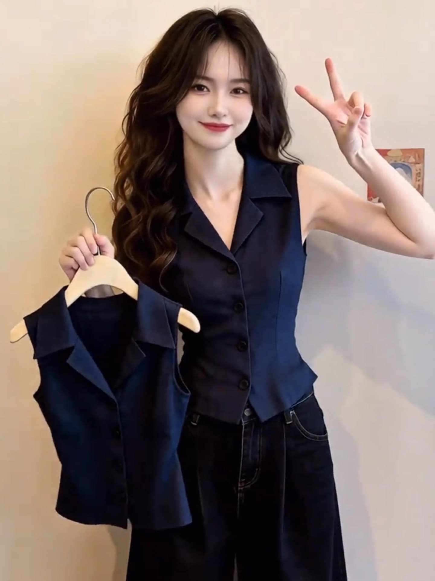 프랑스식 POLO 칼라 폴로 칼라 민소매 여성 셔츠 여름 디자인 센스 싱글 줄 버튼 허리 수축 품격 연령 감소 작은 셔츠 맨위 이미지 2