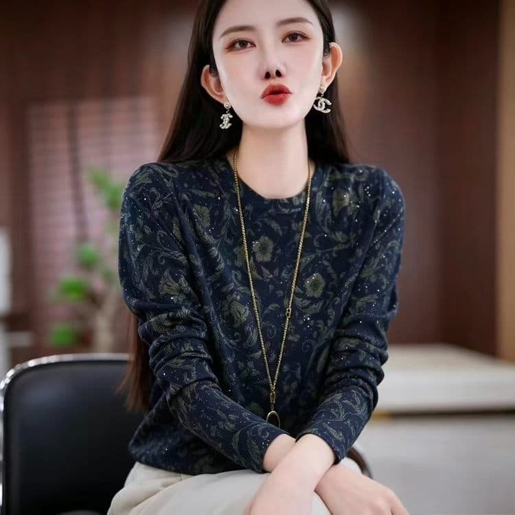 출퇴근 바람 긴팔 프린트 인사이드 가져 가라. 티셔츠 여성 가을 겨울 반하이넥 몸매 가꾸기 고급 센스 연령 감소 맨위 상세 이미지 2
